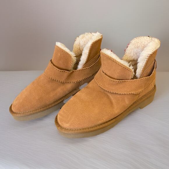 UGG “Mckay” Chestnut Suede Sheepskin Ankle Mini Boots Booties Size 6 Women NEW - Picture 3 of 13